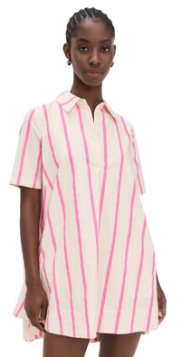 English Factory Striped Caftan Mini Dress Pink Multi XS