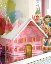 16" Chalet Christmas Decoration, Pink