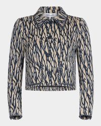 Annalise Cropped Abstract Intarsia Jacket