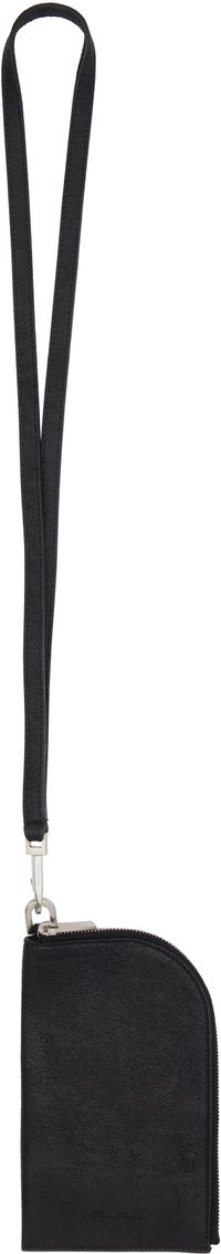 Rick Owens Black Blister Lamb Leather Neckwallet
