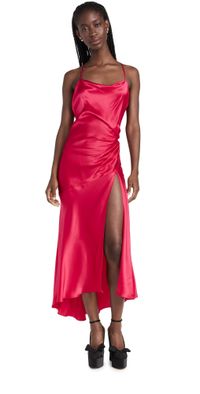 Bach Mai Bias Drape Midi Dress Framboise M