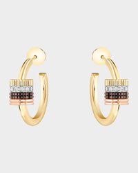 Quatre Classique 18K Tricolor Gold Earrings with Brown PVD and White Diamonds