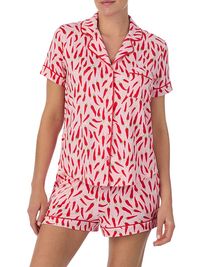 Women's Pepper-Print Short-Sleeve Shirt & Boxer Pajamas - Peppers - Size XL