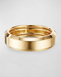 Men's Beveled Band Ring in 18K Gold, 6mm