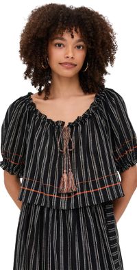Ulla Johnson Paros Coverup Top Noir Stripe M