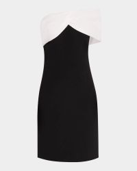 Off-Shoulder Crepe & Taffeta Dress