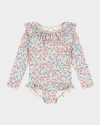 Girl's Manuca Floral-Print Swimsuit, Size 6M-10