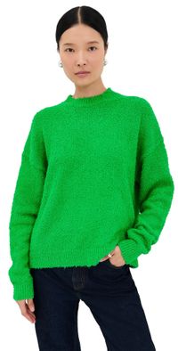 Tibi Serviette Crewneck Easy Pullover Green XS