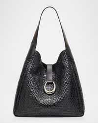 Maya Moon Buckle Woven Leather Hobo Bag