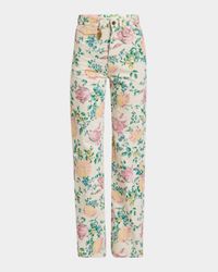 Floral High Rise Flared Jeans
