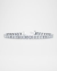 x Christina Adamo Platinum North-South Emerald-Cut Bezel Diamond Bracelet, 7"L, 12.90tcw