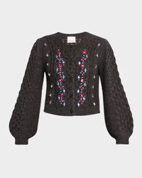 Joelle Embellished Cable-Knit Cardigan