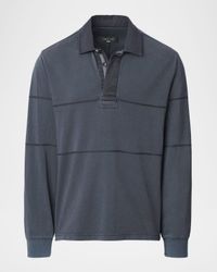 Men's Vintage-Washed Long-Sleeve Rugby Polo Shirt