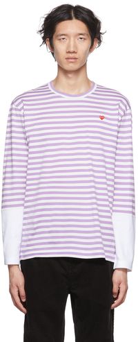 COMME des GARÇONS PLAY White & Purple Heart Long Sleeve T-Shirt
