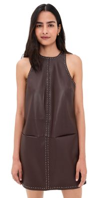 Saylor Damian Faux Leather Mini Dress Chocolate XS