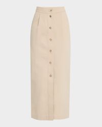 Straight Stretch Cotton Midi Skirt