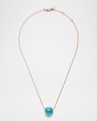 Pom Pom Dot 18K Rose Gold Turquoise and Diamond Reversible Necklace