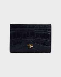 TF Card Holder in Stamped Croc Leather