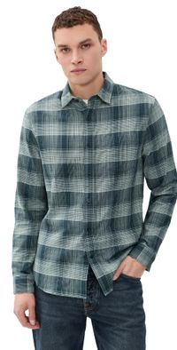 Vince Big Sky Plaid Long Sleeve Shirt Rapids Combo XL