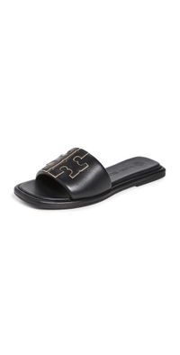 Tory Burch Double T Sport Slides Perfect Black/Gold 5