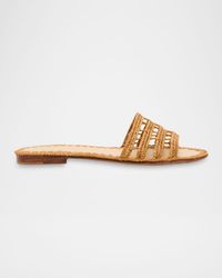 Alana Raffia Flat Slide Sandals