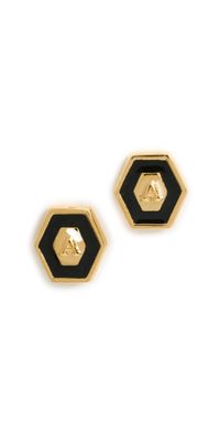 Gwen Beloti Initial Hex Stud Earrings A One Size