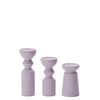 Potiron Paris - Set de 3 bougeoirs bois design - Taille Unique - Rose