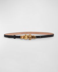 The Knuckle Black Leather Skinny Belt