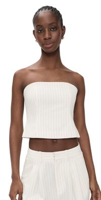 Good American Essential Suiting Strapless Top Chestnut Pinstripe 4XL