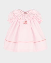 Girl's Pumpkin Embroidery Ruffled Cotton Dress, Size 3M-3