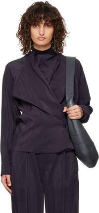 LEMAIRE Navy Twisted Blouse