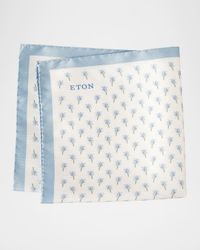 Men's Palm Tree-Print Silk Pocket Square