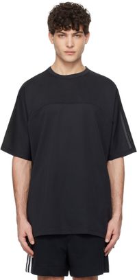 Y-3 Black Mesh Stripes Short Sleeve T-shirt