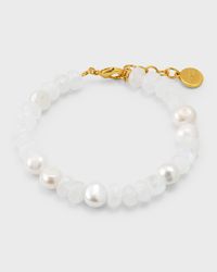Faceted Moonstone and Pearl Bracelet