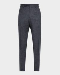 Men's Devon Wool and Silk Flat-Front Pants