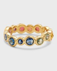 18K Stardust Superstar Eternity Ring in Rainbow Sapphires, Size 7