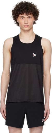 District Vision Black Panelled Mesh Singlet Tank Top
