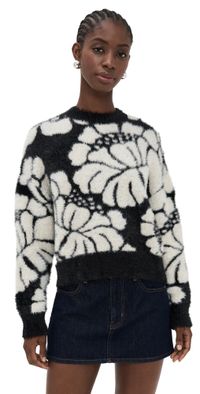 MINKPINK Eden Intarzia Knit Sweater Black/Cream M