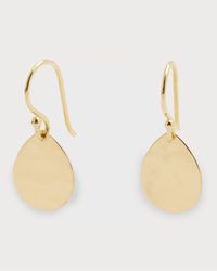 18K Classico Crinkle Hammered Teardrop Earrings, S