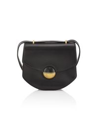 Women's Mini Round Dia Leather Shoulder Bag - Black