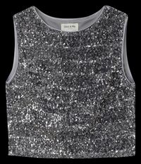 Grace Et Mila - Top droit col rond à sequins - Taille L - Gris