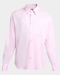 Men's Silk and Cotton Jersey Button-Down Shirt