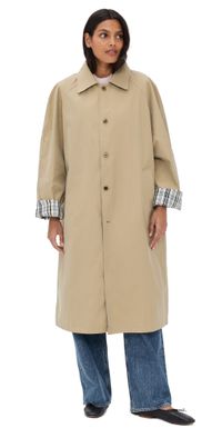Pixie Market Reversible Plaid Trench Coat Khaki One Size