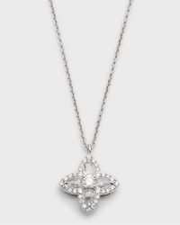 Blossom 18K White Gold Diamond Blossom Pendant Necklace, 18"L, 0.43tcw