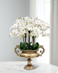 Orchids 45" Faux Floral Arrangement in Aluminum Urn