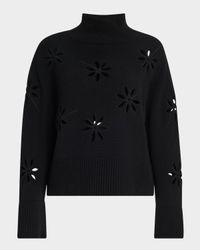 Mock-Neck Cutout Wool-Cashmere Sweater