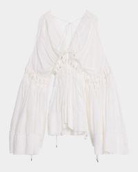 Sirocco Cutout Cotton Muslin Long-Sleeve Mini Dress