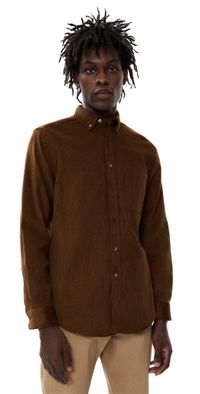 Portuguese Flannel Lobo 2.0 Corduroy Button Down Shirt Brown XS