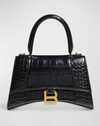 Hourglass Small Croc-Embossed Bag