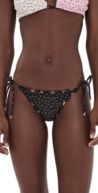 PQ Swim Lettuce Edge Tie Side Bikini Bottoms Rosebud S